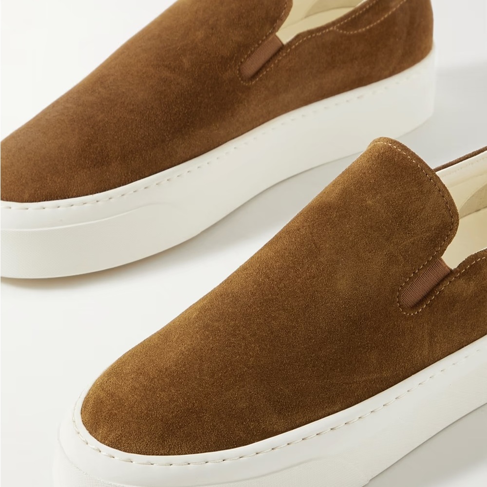 The Row Brown Suede Slip-On Platform Loafers